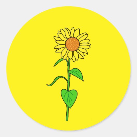 Cute yellow sunflower for nature lover runder aufkleber (Vorderseite)