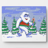 Cute yeti christmas in forest fotoplatte (Vorderseite)