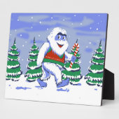 Cute yeti christmas in forest fotoplatte (Seite)