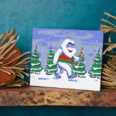 Cute yeti christmas in forest fotoplatte (Seite)