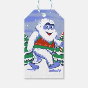 Cute yeti christmas in forest geschenkanhänger