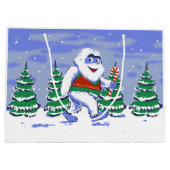 Cute yeti christmas in forest große geschenktüte (Rückseite)