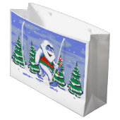Cute yeti christmas in forest große geschenktüte (Vorderseite Schrägansicht)