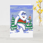 Cute yeti christmas in forest karte (Gelbe Blume)