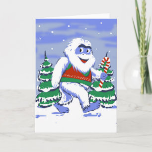 Cute yeti christmas in forest karte