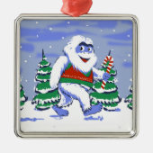 Cute yeti christmas in forest ornament aus metall (Vorne)