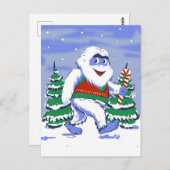 Cute yeti christmas in forest postkarte (Vorne/Hinten)
