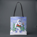 Cute yeti christmas in forest tasche<br><div class="desc">bigfoot yeti monster christmas, 
drawn fluffy furry friends, 
crazy smile halloween colorful, 
fun xmas cool cheerful , 
snow man cartoon snowman, 
fantasy symbol holiday sasquatch, 
animal adorable drawing mascot, 
winter funny art cute, 
creature snow happy illustration, 
yeti bigfoot monster christmas, </div>