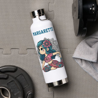 cute yoga girl gym water bottle trinkflasche