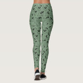 cute yoga pet dog pattern green background leggings (Rückseite)