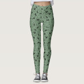 cute yoga pet dog pattern green background leggings (Vorderseite)