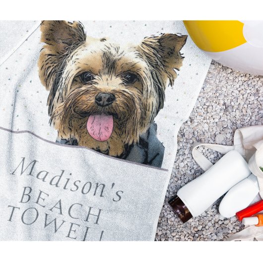 Cute Yorkie Dog Pet Animal Name Pattern Strandtuch