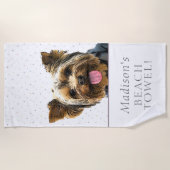 Cute Yorkie Dog Pet Animal Name Pattern Strandtuch (Vorderseite)