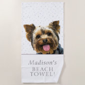 Cute Yorkie Dog Pet Animal Name Pattern Strandtuch (Vorderseite)