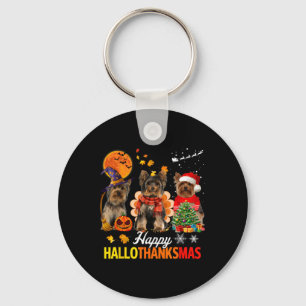 Cute Yorkie Happy Hallothanksmas Halloween Thanksg Schlüsselanhänger