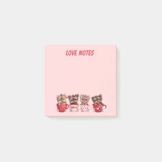 Cute Yorkie Teacup Valentine’s Day Notes Post-it Klebezettel (Vorderseite)
