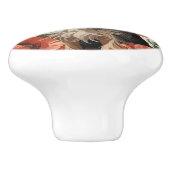 Cute Yorkshire Terrier Botanical Red Poppies Keramikknauf (Seitenansicht)