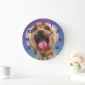 Cute Yorkshire terrier dog puppy digital painting Große Wanduhr (Zuhause)