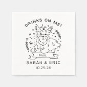 Cute Yorkshire Terrier Dog Wedding Drinks on Me Serviette (Vorderseite)