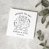 Cute Yorkshire Terrier Dog Wedding Drinks on Me Serviette