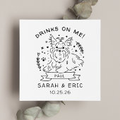 Cute Yorkshire Terrier Dog Wedding Drinks on Me Serviette