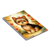 Cute Yorkshire Terrier Puppy with Red Bow Notizblock (Rechte Seite)