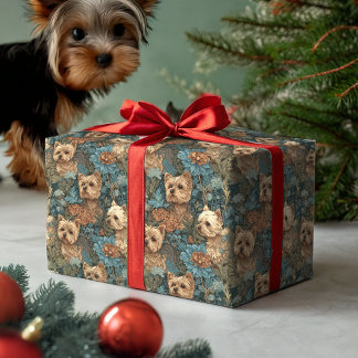 Cute Yorkshire Terriers in Vintage Style Geschenkpapier Set