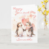 Cute You and Me Penguin Karte (Gelbe Blume)