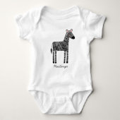 Cute Zebra Custom Name Personalized Baby Strampler (Vorderseite)