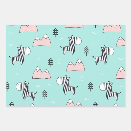 Cute Zebra Geschenkpapier Set (Vorderseite)