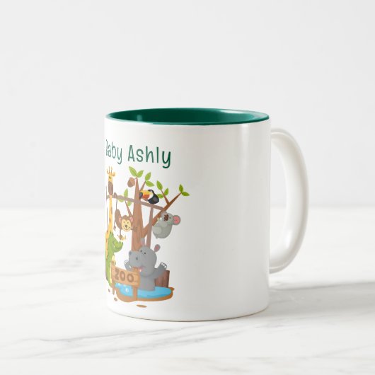 Cute Zebra Personalized kids name Coffee Mug Zweifarbige Tasse (VorderseiteRechts)