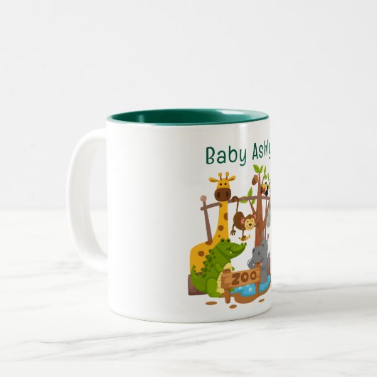 Cute Zebra Personalized kids name Coffee Mug Zweifarbige Tasse (Vorderseite Links)