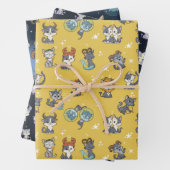 Cute Zodiac Cat Wrapping Paper Flat Sheet Set of 3 Geschenkpapier Set (Beispiel)