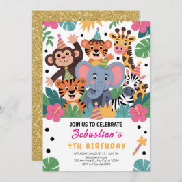 Cute Zoo Animal Kids Party Einladung
