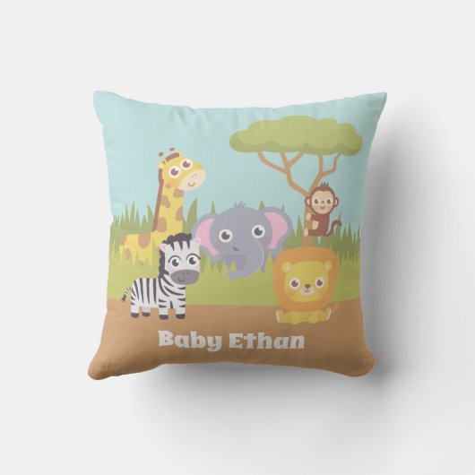 Cute Zoo Animals Baby Nursery Decor Kissen (Rückseite)