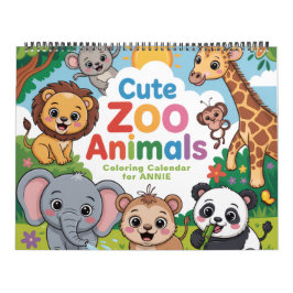Cute Zoo Animals Coloring Calendar Kalender