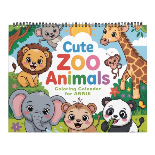 Cute Zoo Animals Coloring Calendar Kalender (Titelbild)