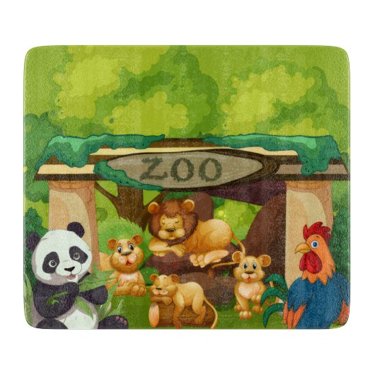 Cute Zoo Animals Kitchen Cutting Board Design Schneidebrett (Vorderseite)