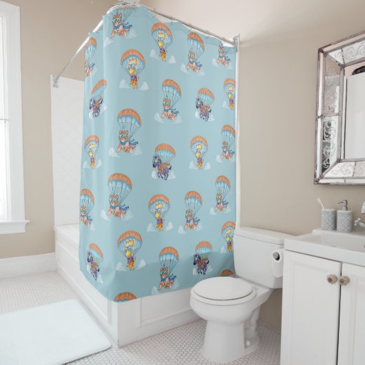 Cute Zoo Parachute Shower Curtain Duschvorhang (Beispiel)