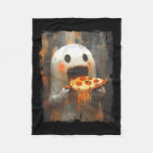 Cute Zza Ghost Eating Zza Funny Halloween Food Lov Fleecedecke (Vorderseite)