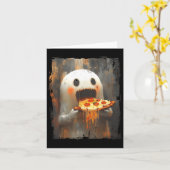 Cute Zza Ghost Eating Zza Funny Halloween Food Lov Karte (Gelbe Blume)