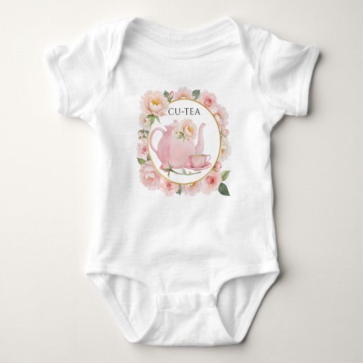 CuTea Pink Teapot Baby Bodysuit Baby Strampler (Vorderseite)