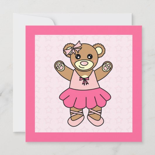 CuteBallet Teddy Bär Theme Party Einladung (Rückseite)