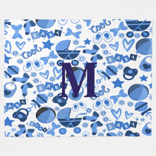 Cutecool Blue Babyboy Kinderzimmer Pattern persona Fleecedecke (Vorderseite (Horizontal))