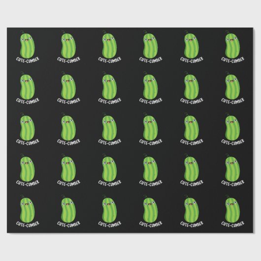 Cutecumber Funny Cucumber Pun Dark BG Geschenkpapier (Flach)