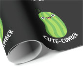 Cutecumber Funny Cucumber Pun Dark BG Geschenkpapier (Rolleneckpunkt)