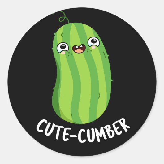 Cutecumber Funny Cucumber Pun Dark BG Runder Aufkleber (Vorderseite)