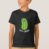 Cutecumber Funny Cucumber Pun Dark BG T-Shirt (Vorderseite)