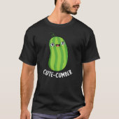 Cutecumber Funny Cucumber Pun Dark BG T-Shirt (Vorderseite)