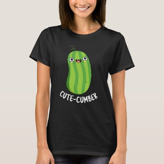 Cutecumber Funny Cucumber Pun Dark BG T-Shirt (Vorderseite)